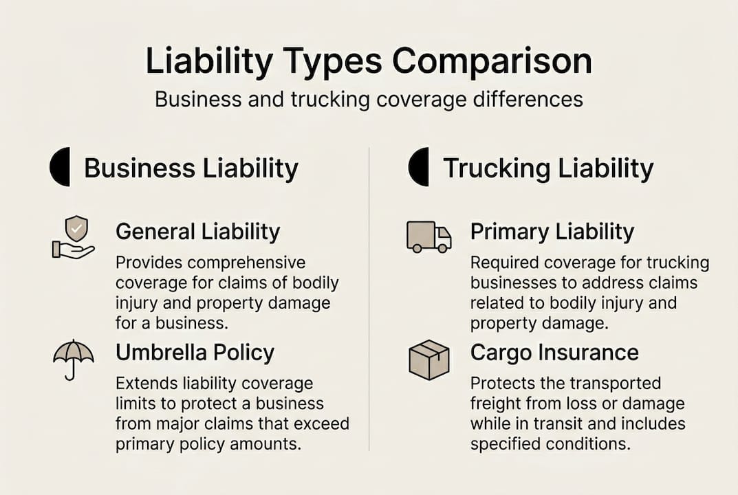 Infographic comparing business and trucking liability types