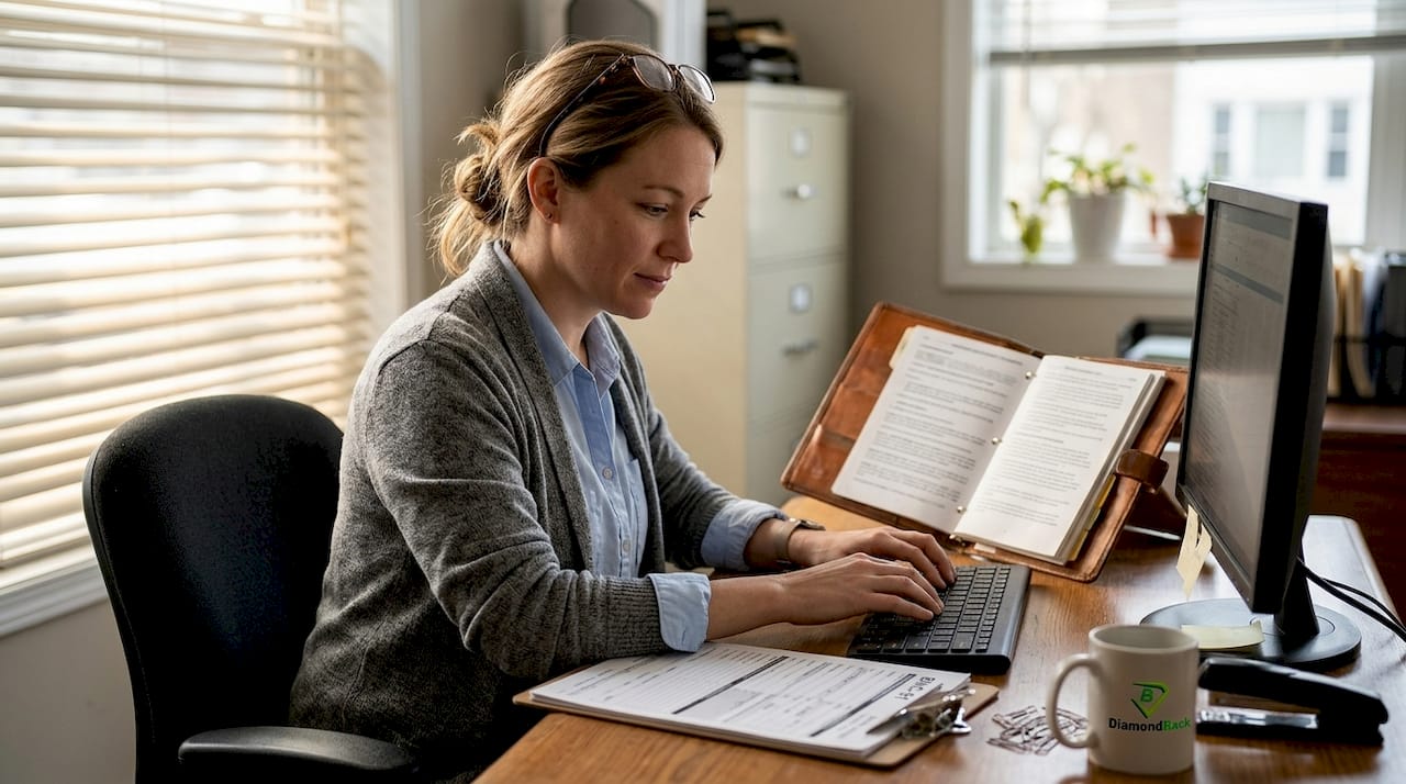 Insurance agent filing commercial trucking forms