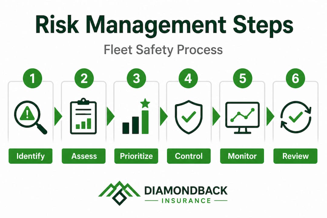 Infographic showing trucking risk management process steps
