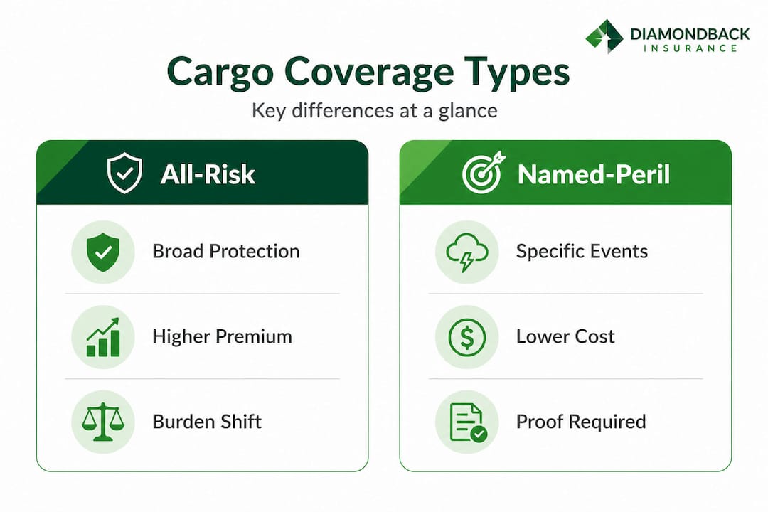 Infographic comparing all-risk vs named-peril coverage