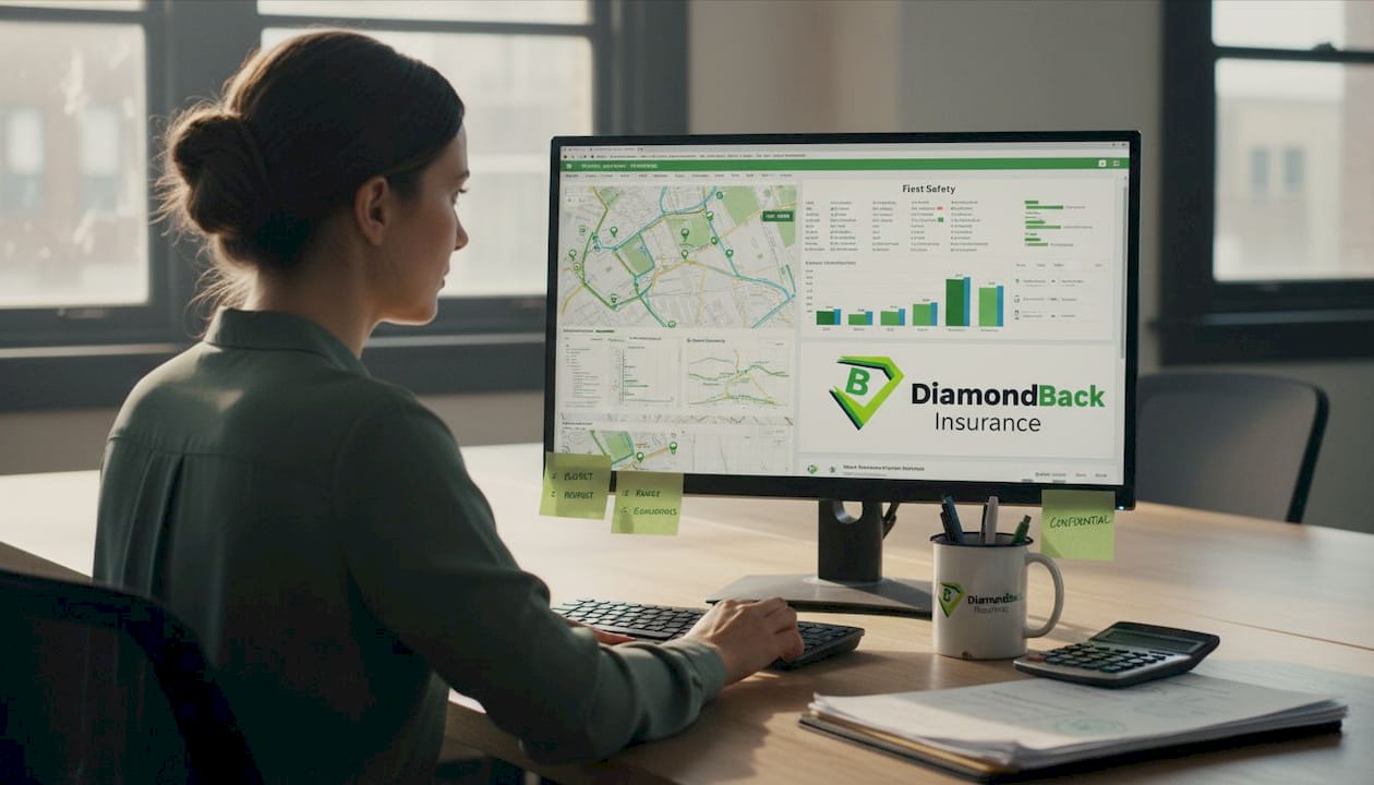Underwriter reviewing fleet telematics data