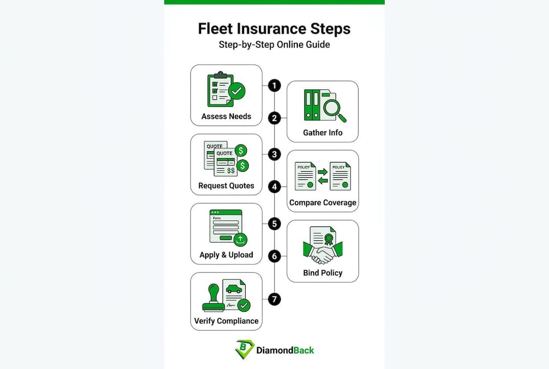 Infographic showing seven steps to buy fleet insurance