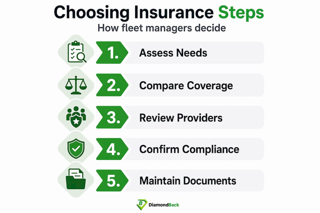 Infographic showing five steps to choose transportation insurance