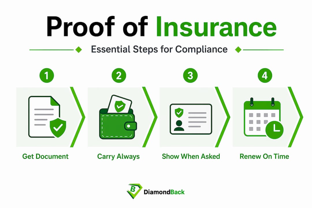 Infographic outlining proof of insurance steps