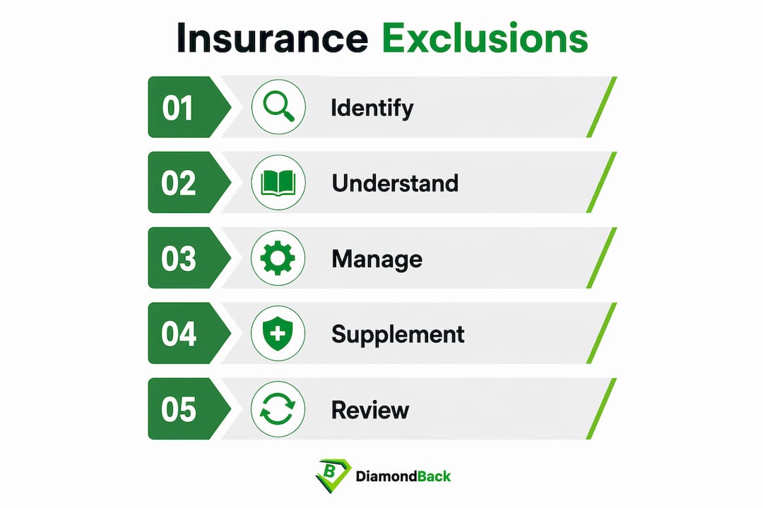 Infographic outlining key steps to understand insurance exclusions