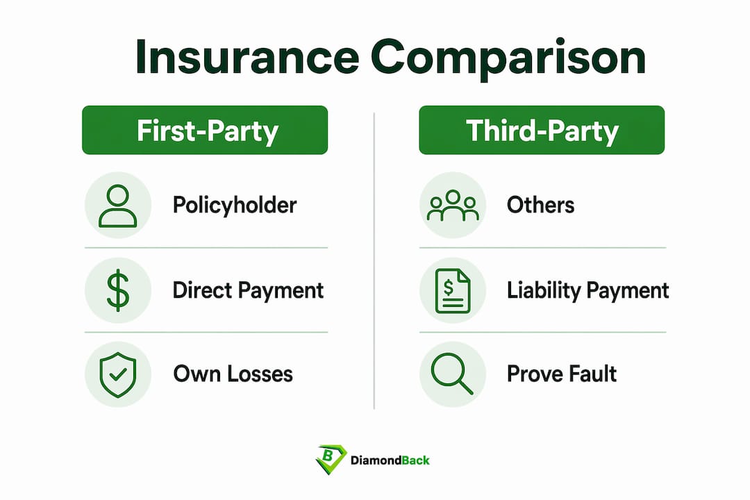 Comparison infographic of first-party and third-party insurance