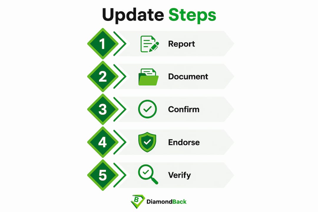 Infographic showing steps to update fleet insurance