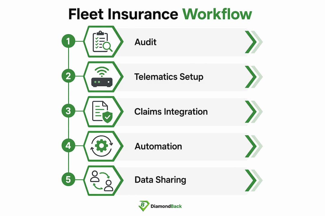 Infographic outlining fleet insurance workflow steps