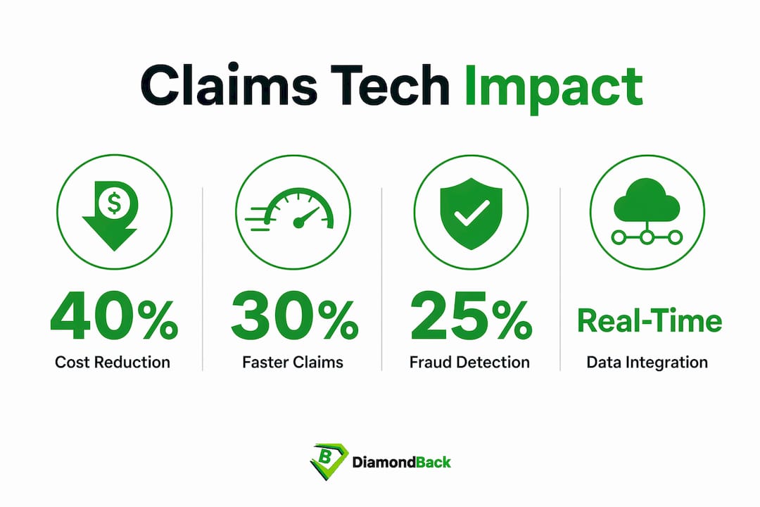 Infographic showing technology benefits in claims processing