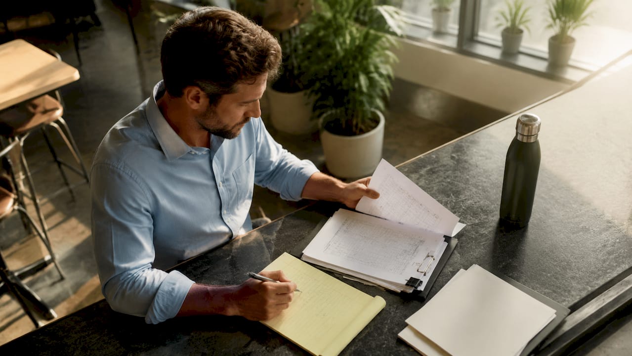 Insurance agent evaluating claims and risk