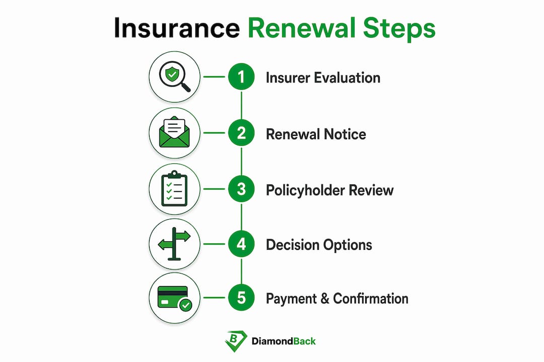 Infographic illustrating insurance renewal process steps