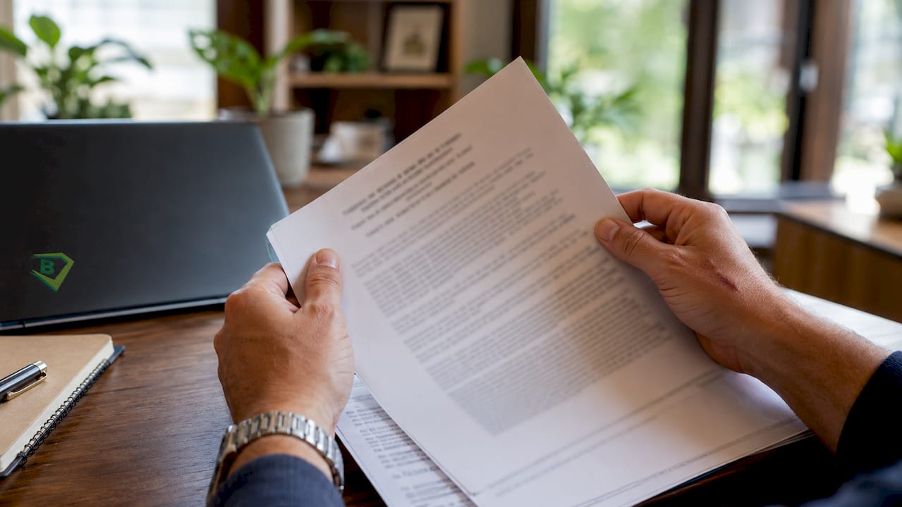 Hands examining motor carrier insurance endorsement