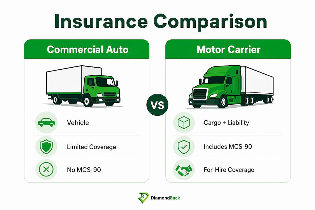 Infographic comparing motor carrier and commercial auto insurance