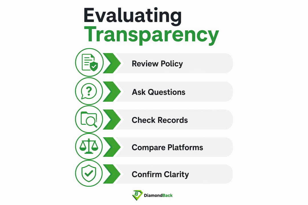 Infographic showing steps to evaluate insurance transparency