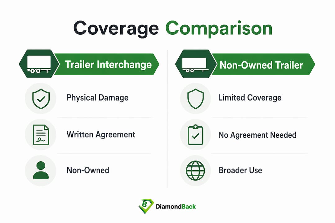 Infographic comparing trailer interchange and non-owned trailer coverage