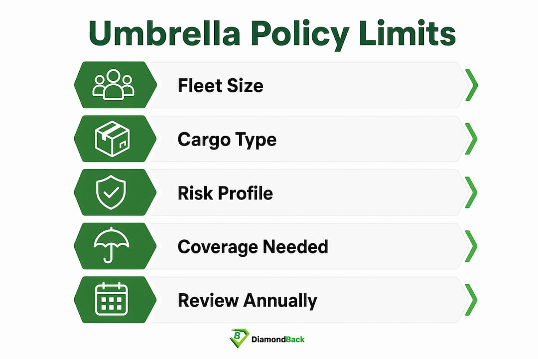 Infographic showing umbrella policy limit determination steps