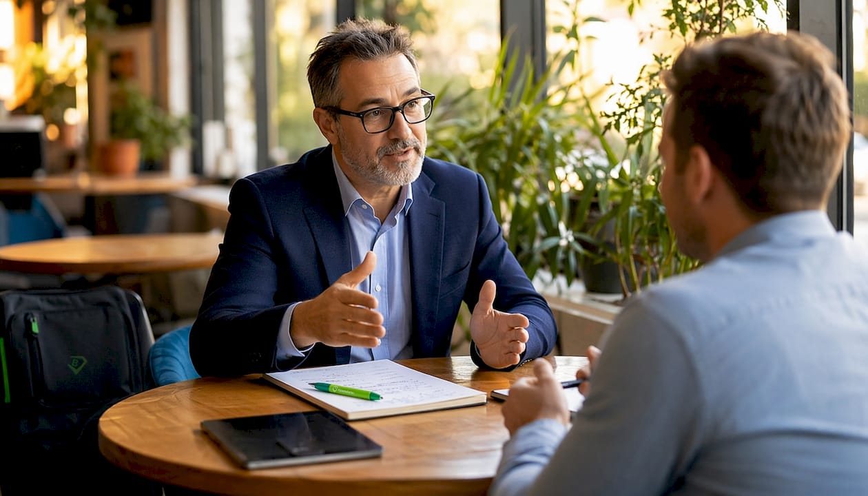 Insurance agent discussing auto coverage with client
