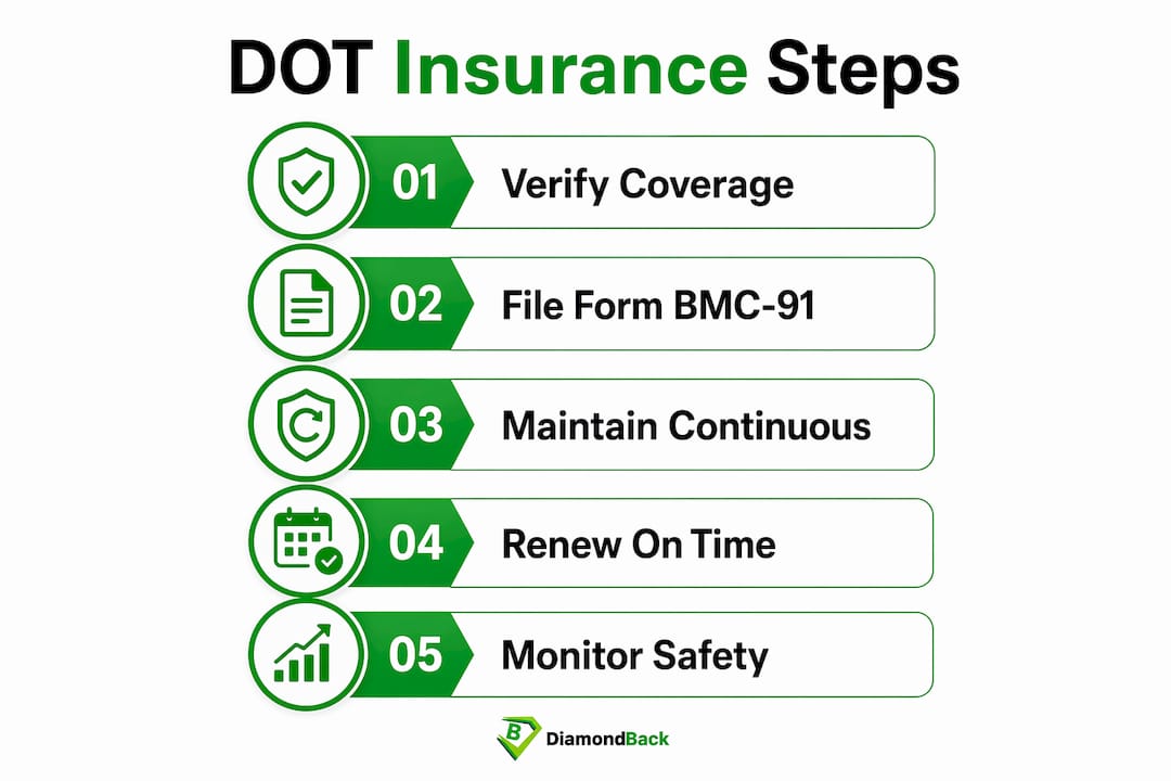 Infographic showing DOT insurance compliance steps