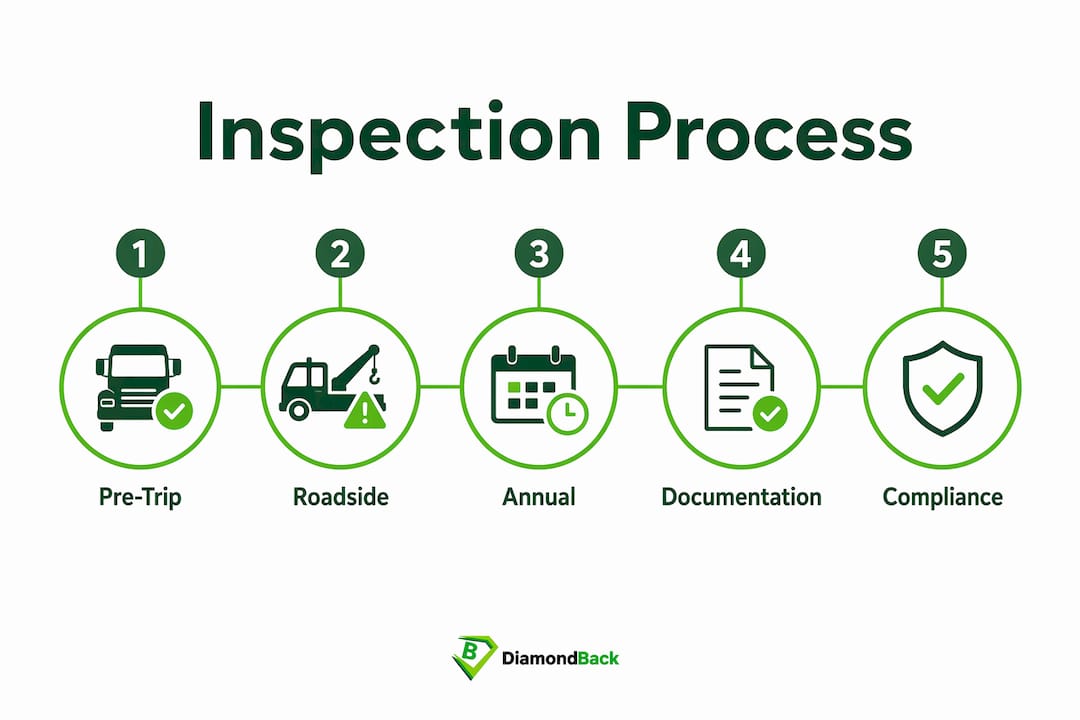 Infographic showing commercial vehicle inspection steps