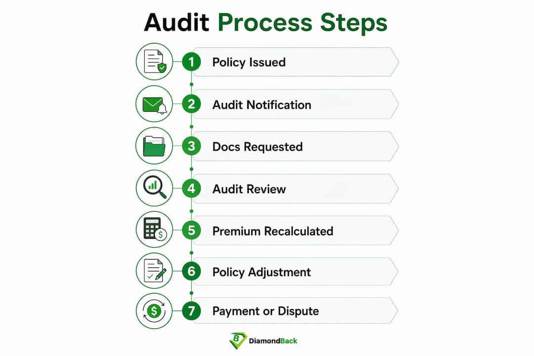 Infographic detailing insurance audit step-by-step process