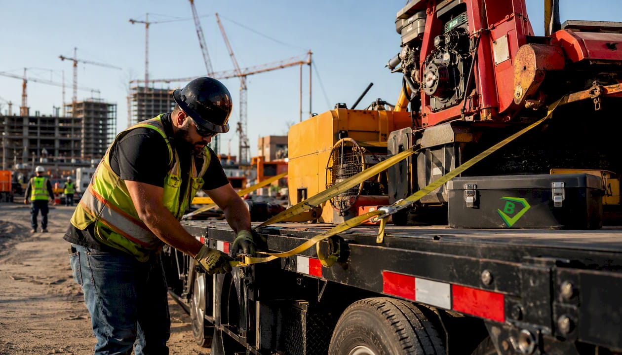 Construction equipment trailer with secured tools
