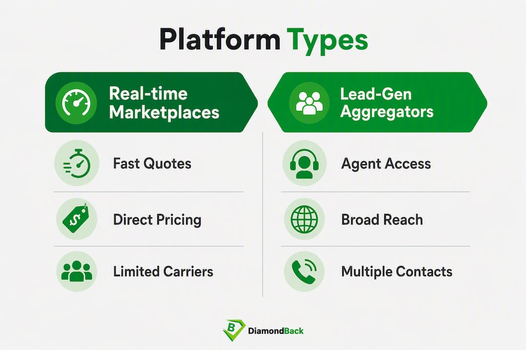 Infographic comparing insurance platform types