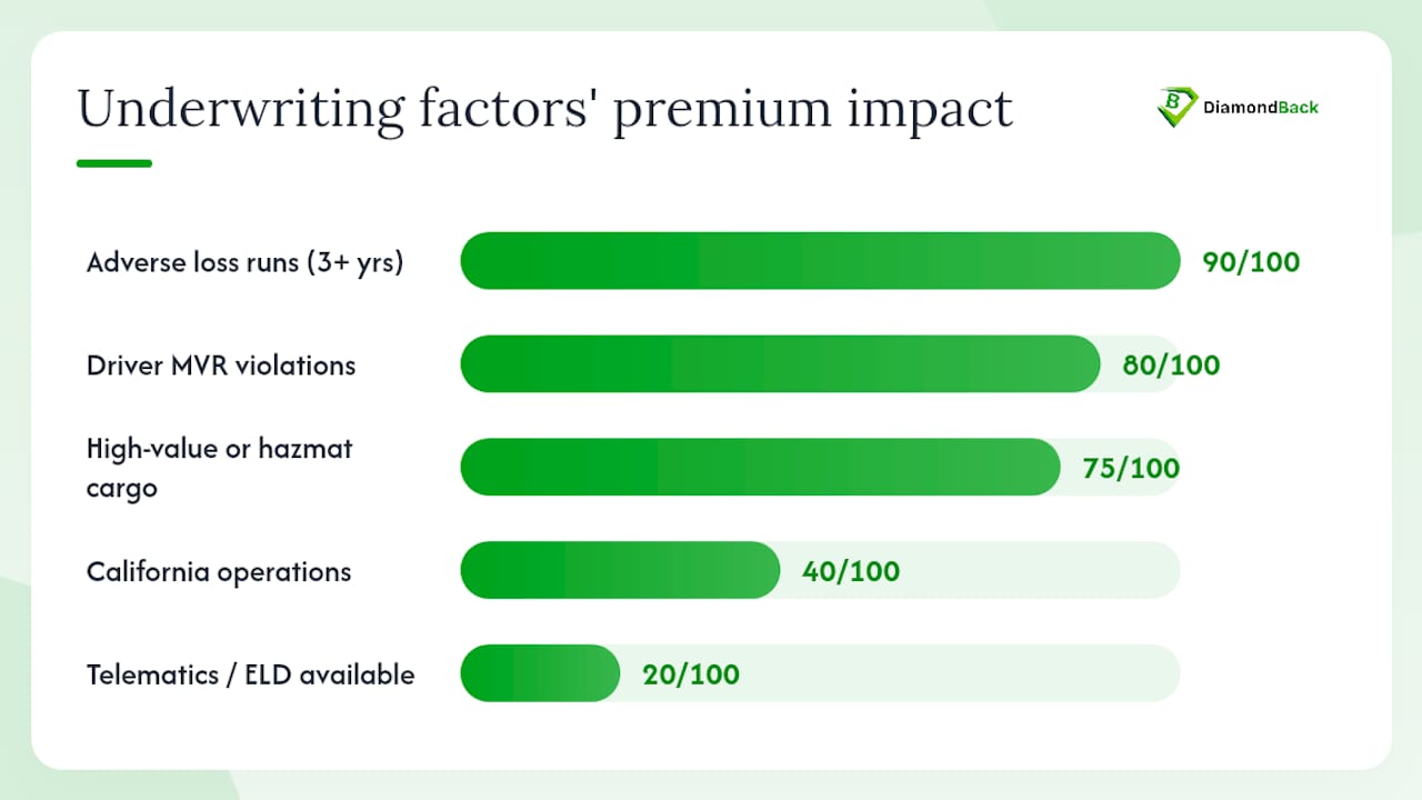 Diagram of underwriting factors affecting premiums