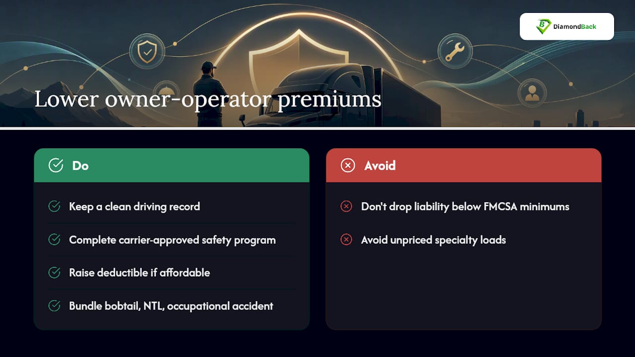 Practical ways to lower your owner-operator trucking insurance cost — overview diagram