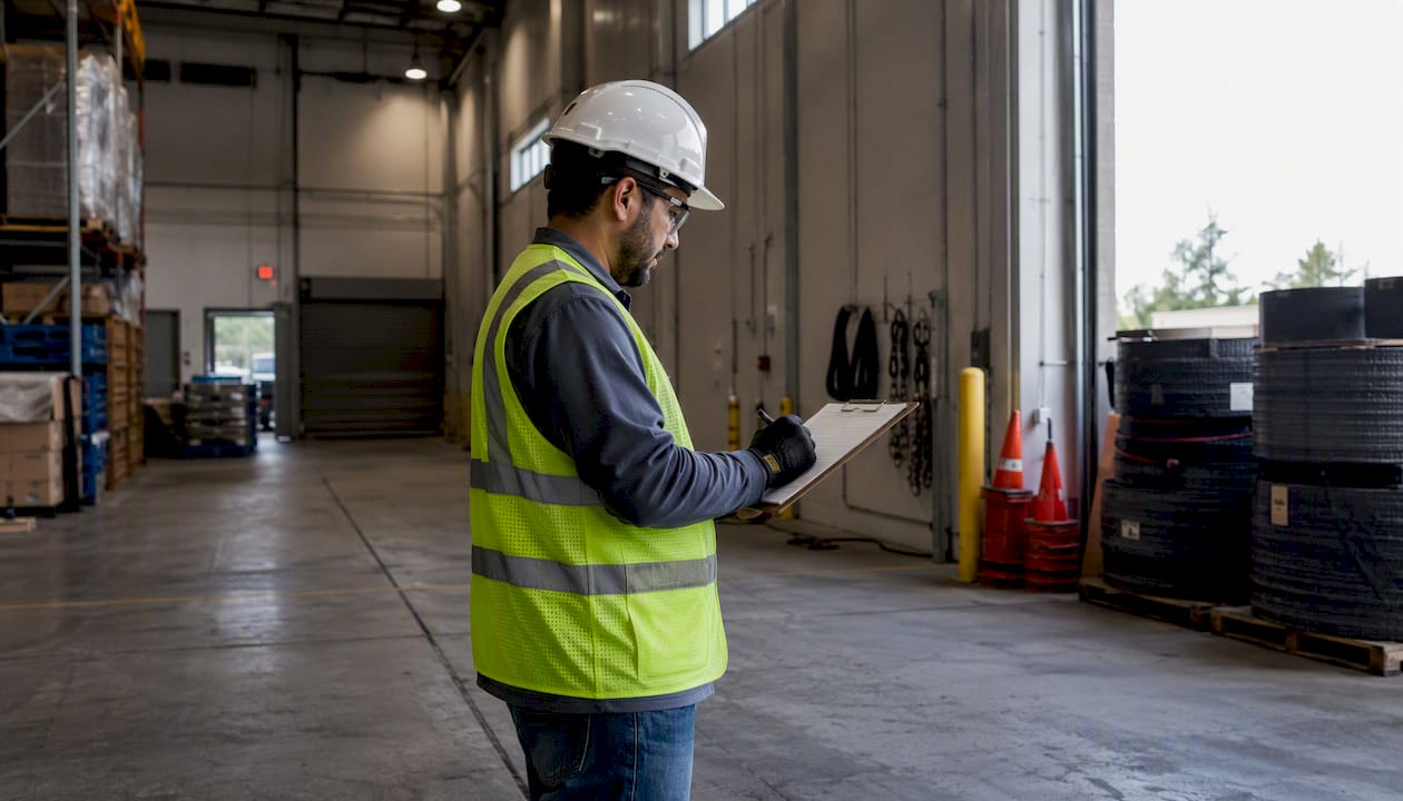 Hands marking safety inspection checklist