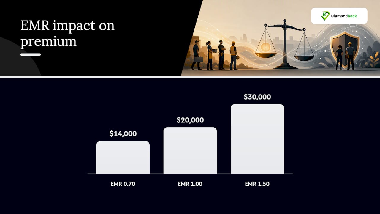 Diagram of EMR effect on workers' comp costs