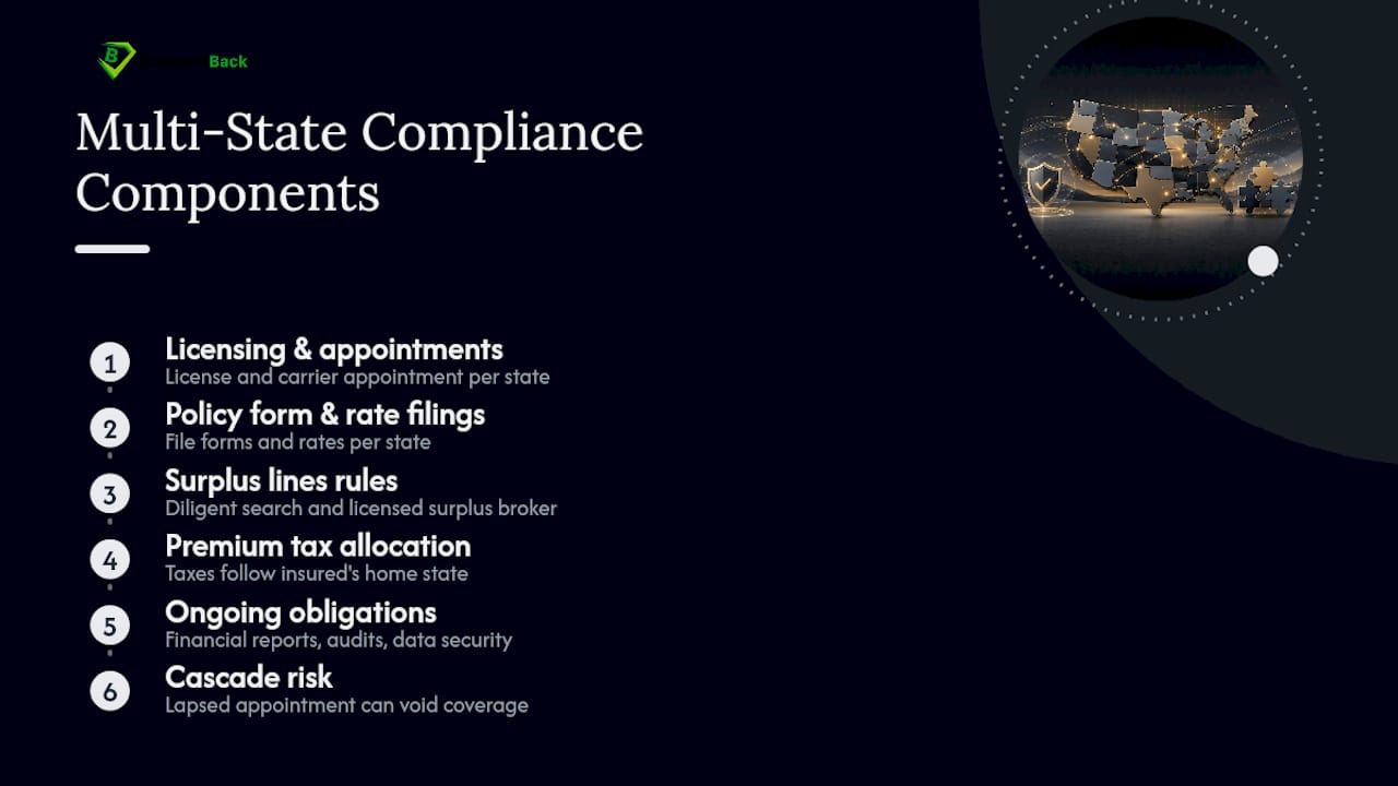 Diagram of multi-state compliance components interrelation