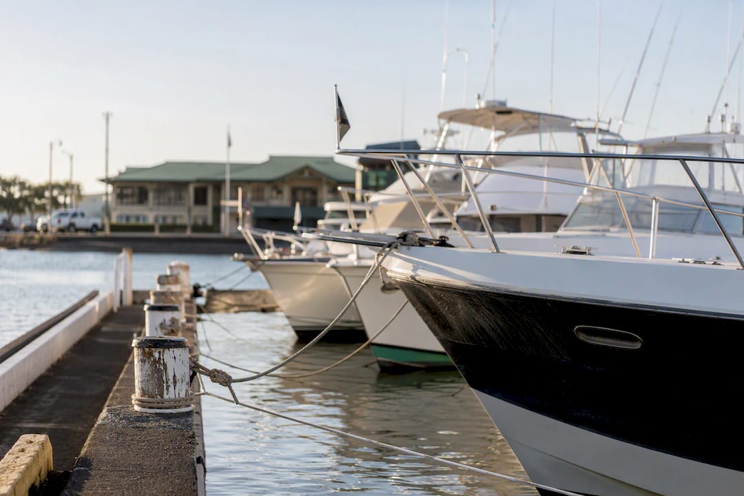 State-run harbor with moored boats