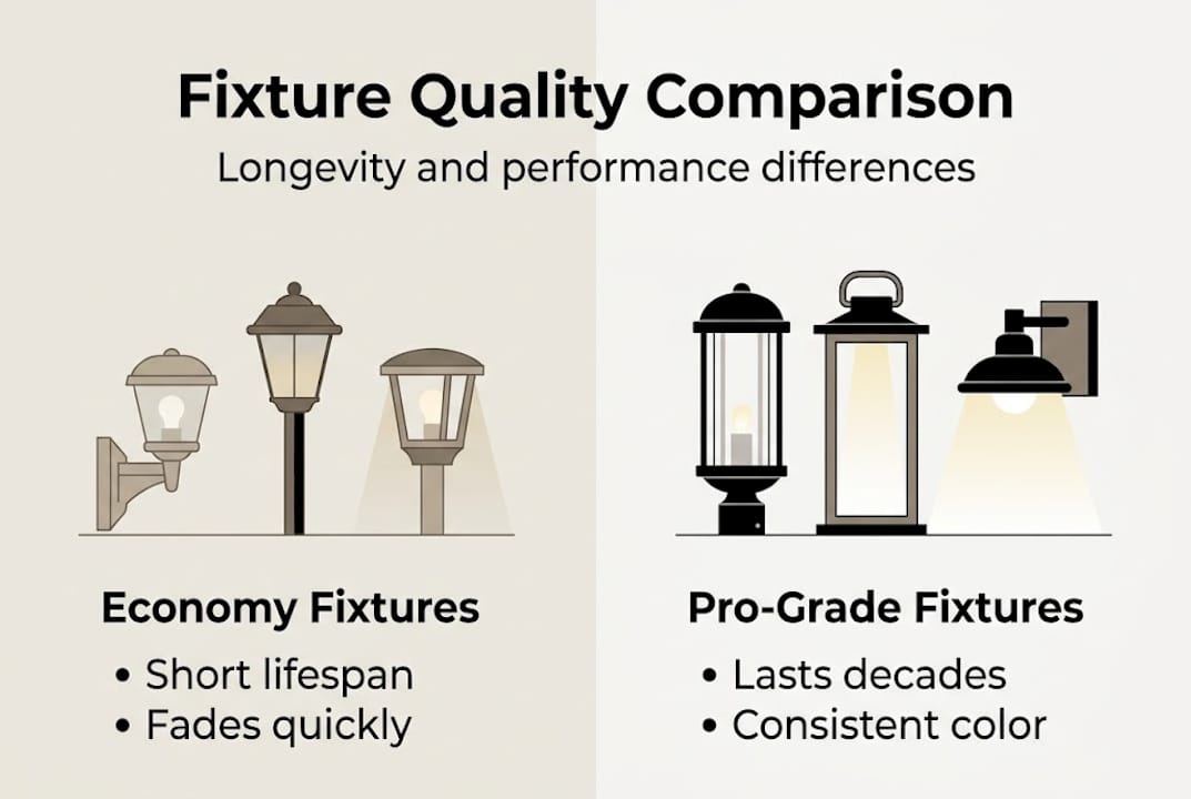 Infographic comparing lighting fixture quality