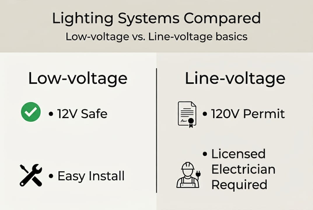 Infographic comparing outdoor lighting system types