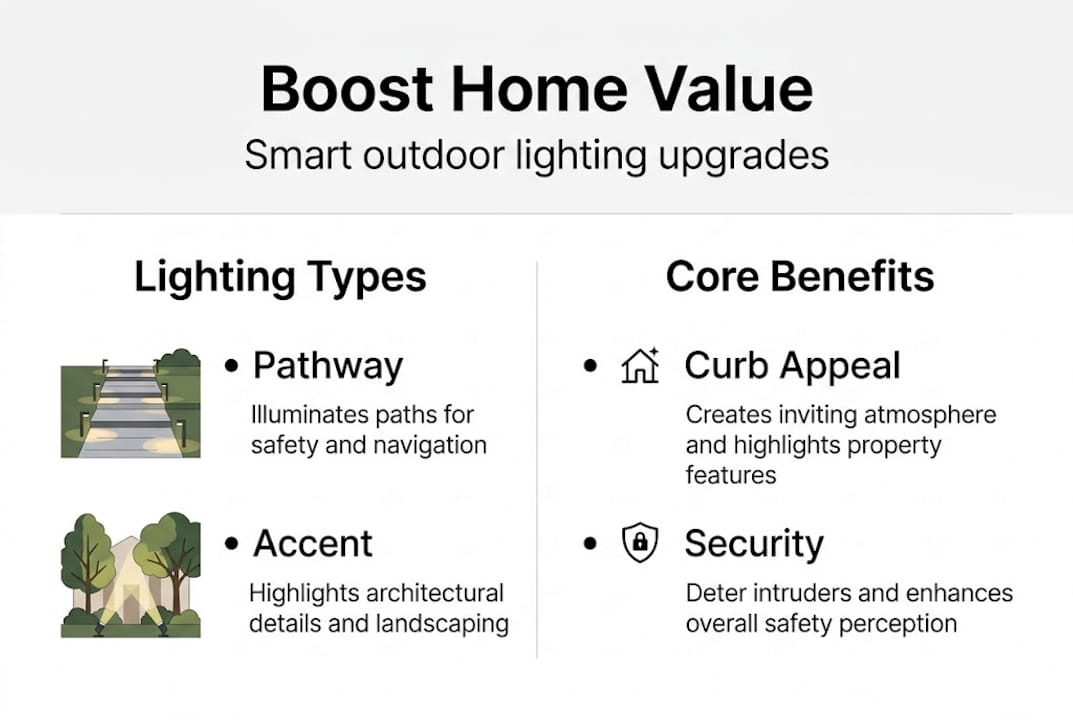 Infographic on outdoor lighting types and benefits