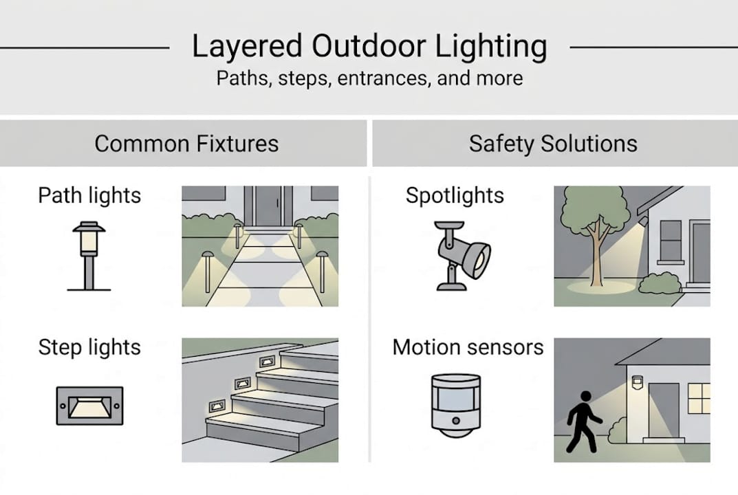 Infographic about layered outdoor lighting types