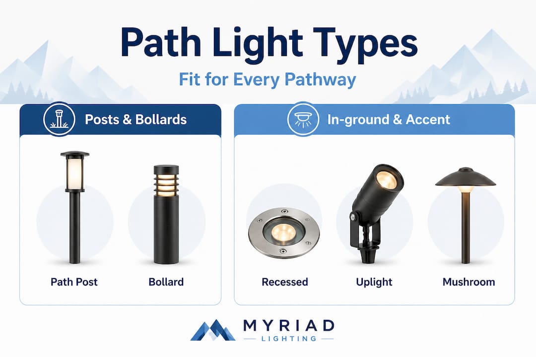 Infographic comparing common path lighting types