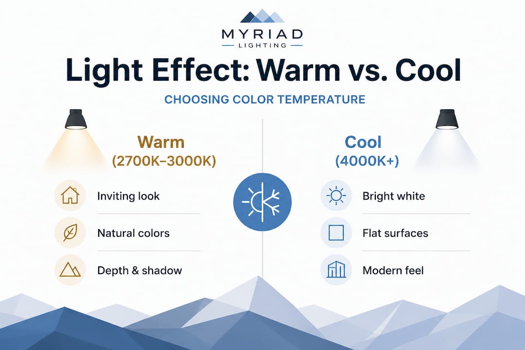 Infographic comparing warm and cool outdoor lighting
