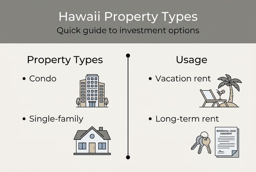 Infographic illustrating Hawaii investment property types