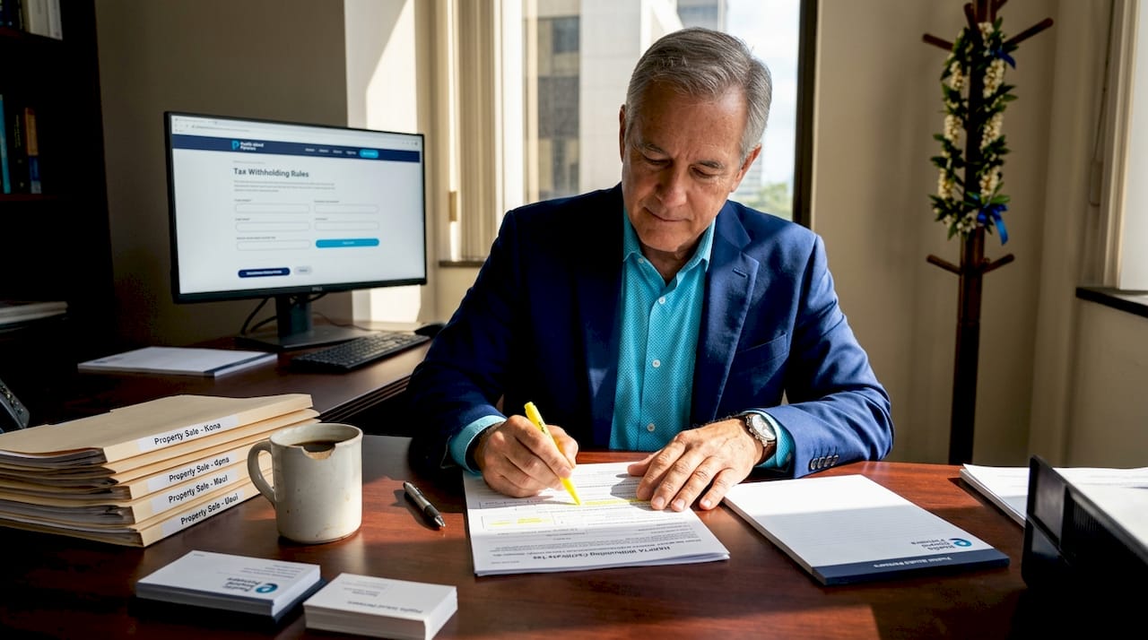 Tax attorney preparing Hawaii property forms