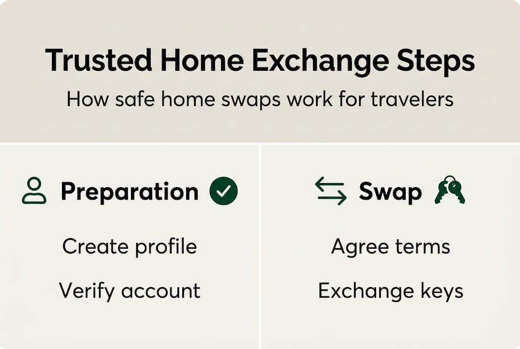 Infographic of home exchange step-by-step process