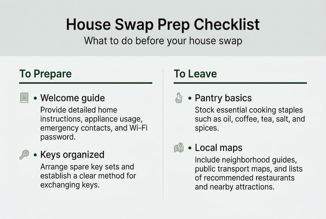 Checklist infographic for house swap preparation