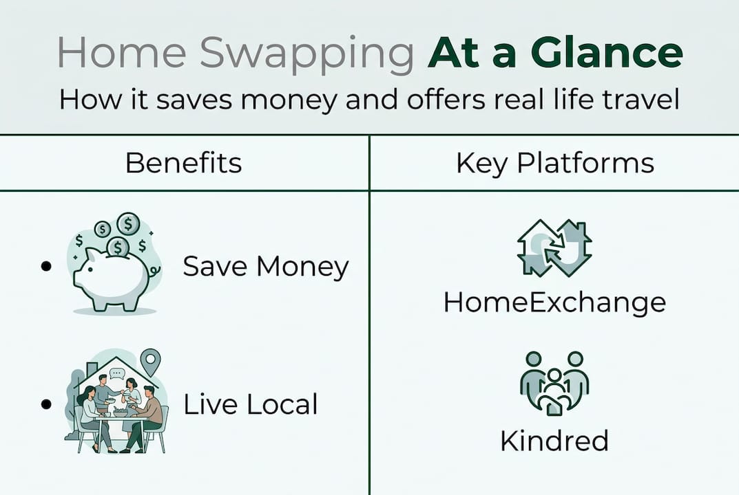 Infographic home swapping benefits and platforms