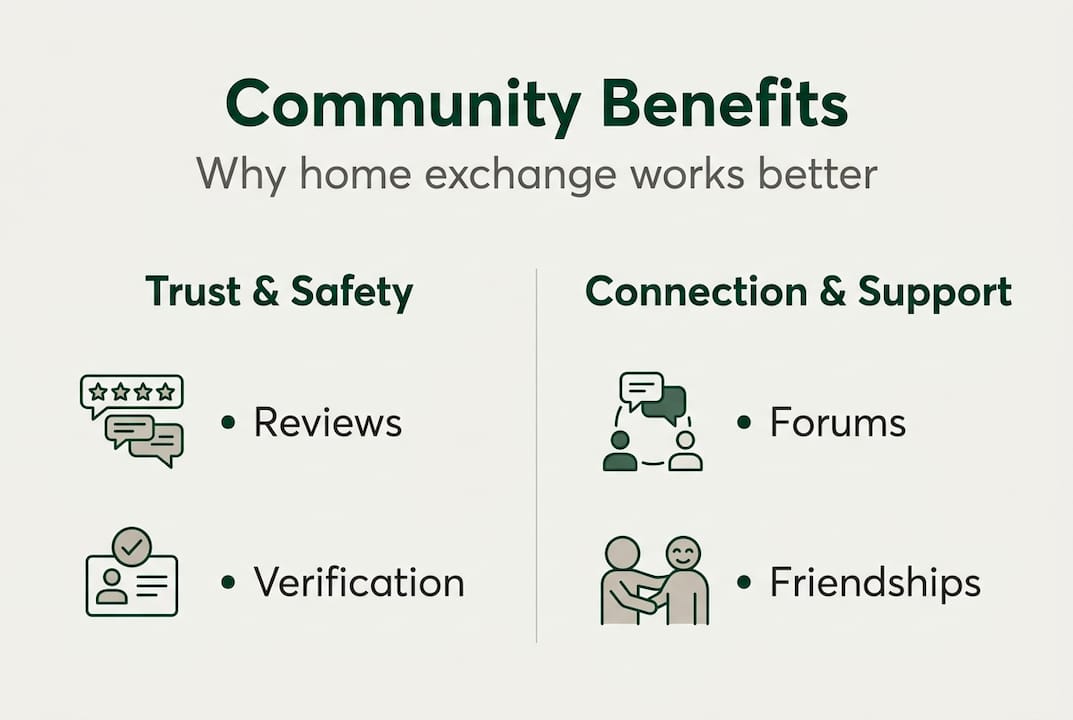 Infographic community benefits home exchange