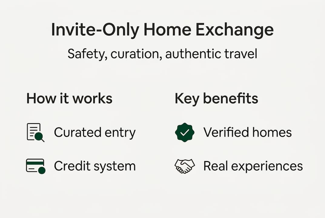Infographic summarizing invite-only home exchange