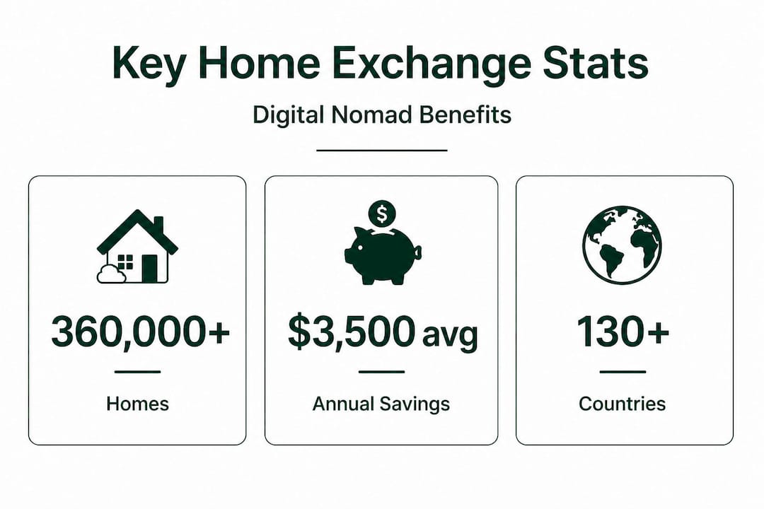 Infographic with home exchange stats and benefits
