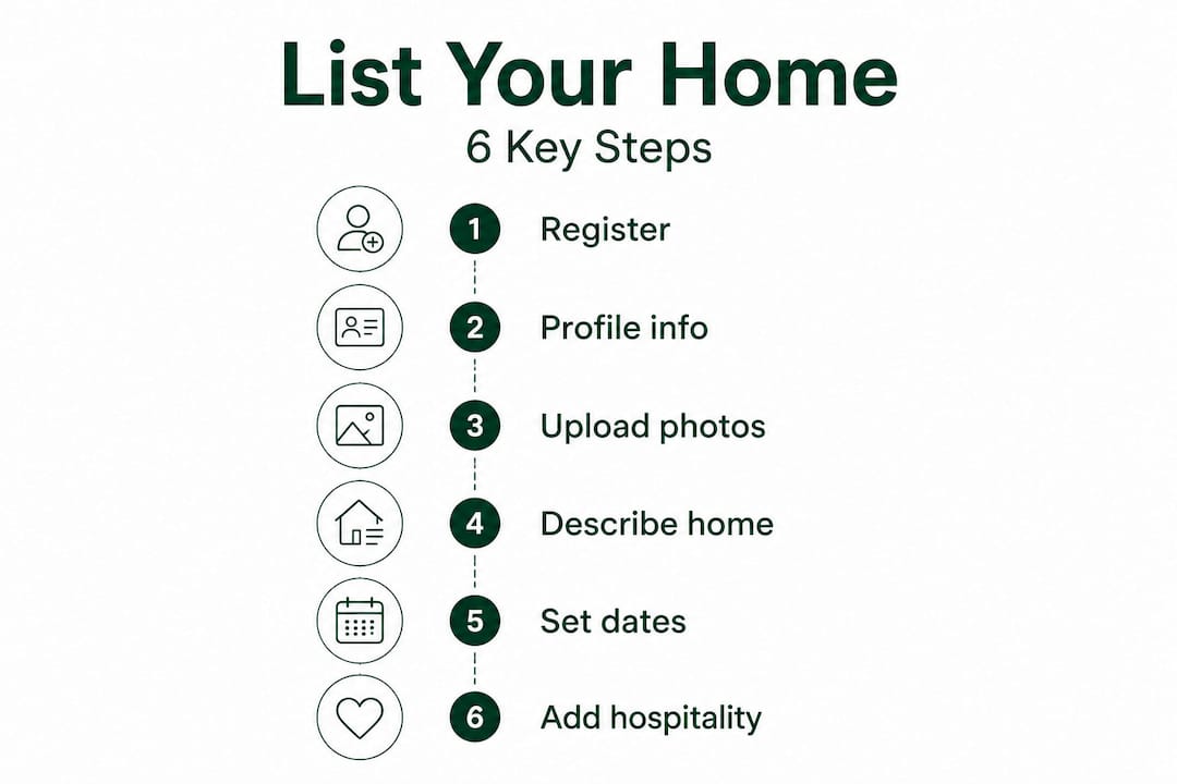 Infographic showing six steps to list home