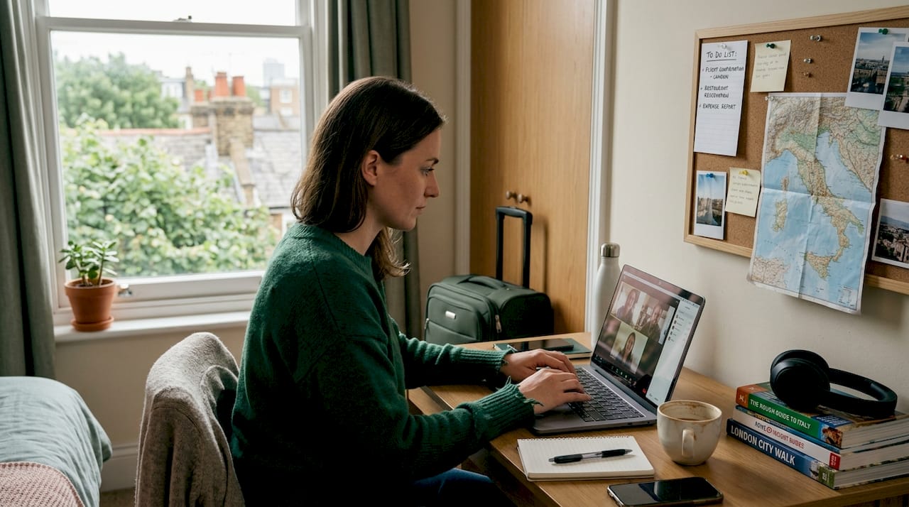 Remote worker using temporary home office