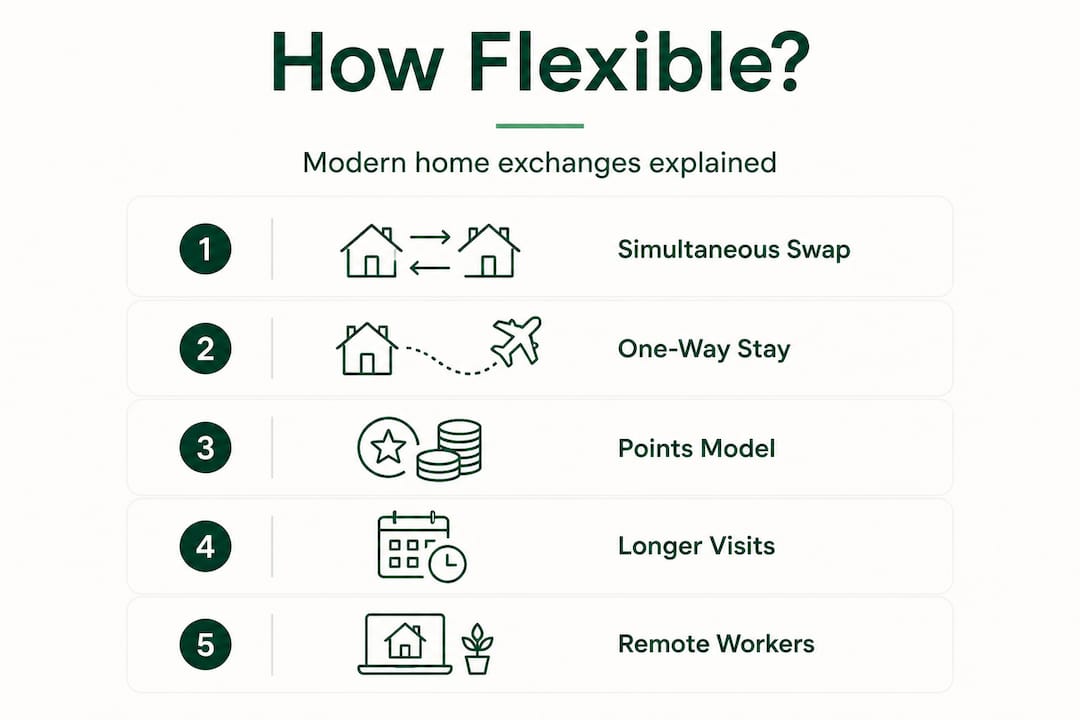 Infographic showing flexible home exchange options