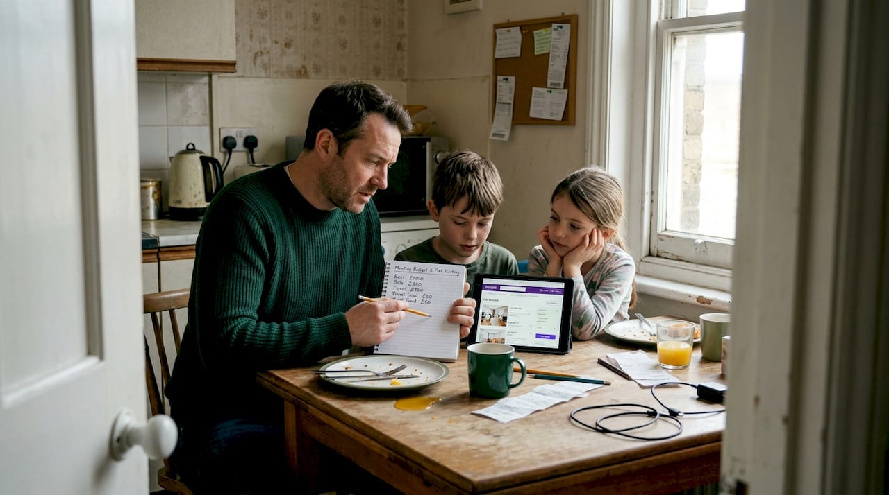 Family comparing travel accommodation expenses